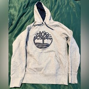 Timberland Light Gray Hoodie with Tree Emblem
